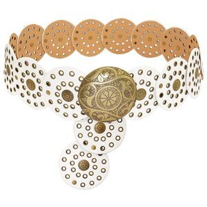 1164 Wide Disc Belt For Women Boho Concho Leather Belts Vintage Western Waist